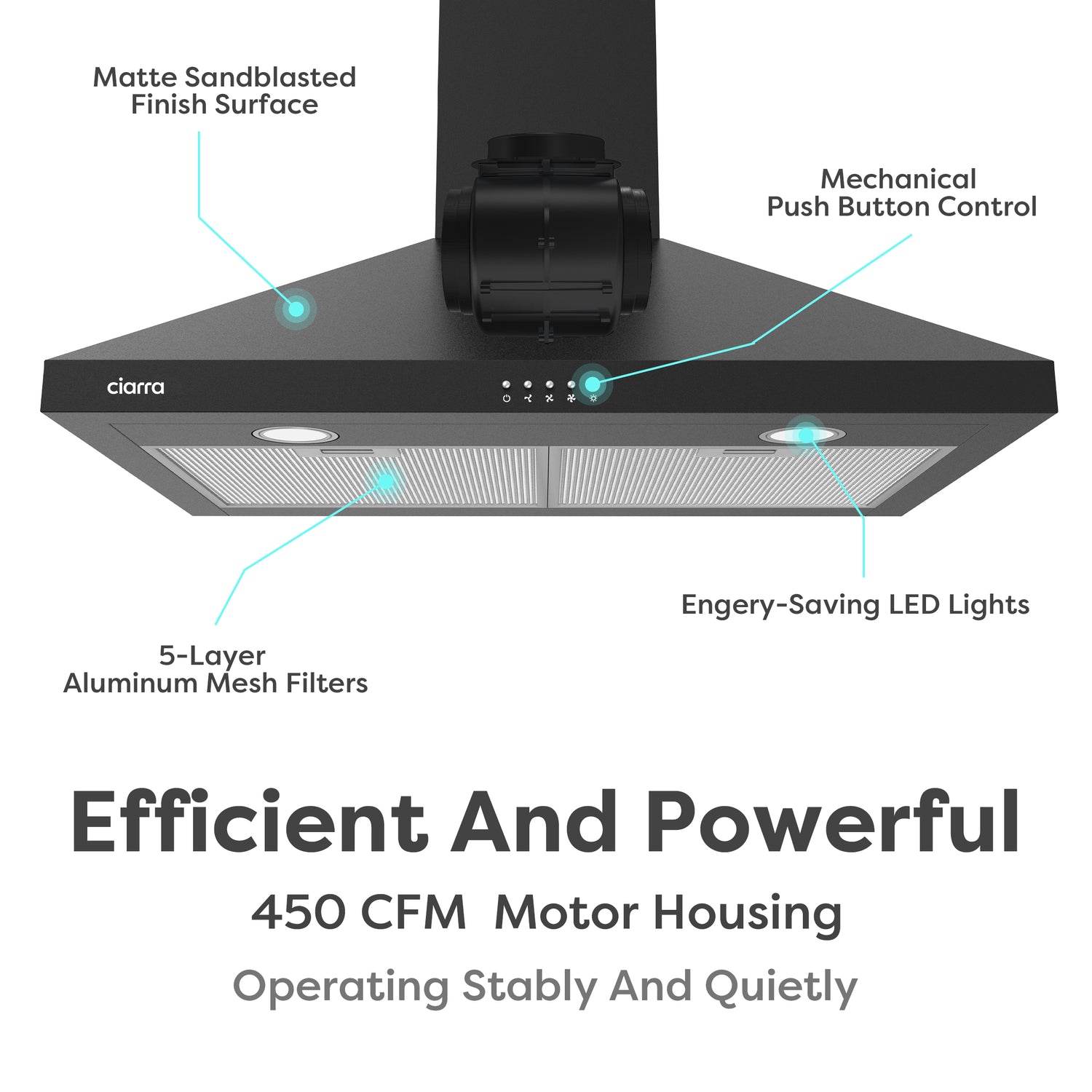 CIARRA 30 Inch Wall Mount Range Hood with 3-speed Extraction CAB75206P-OW