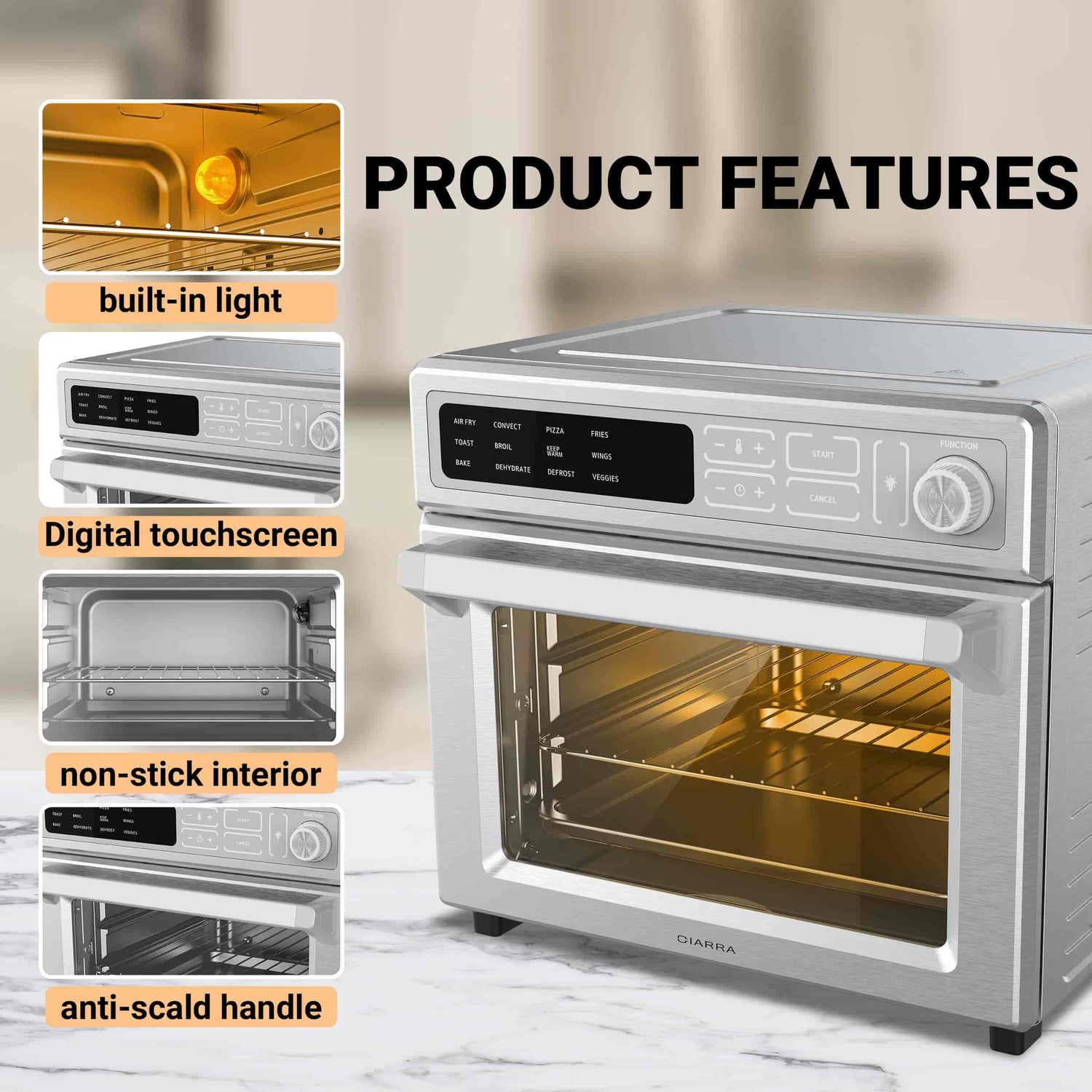 CIARRA 12-in-1 Smart Air Fryer Oven with 24L CATOSEC01-OW