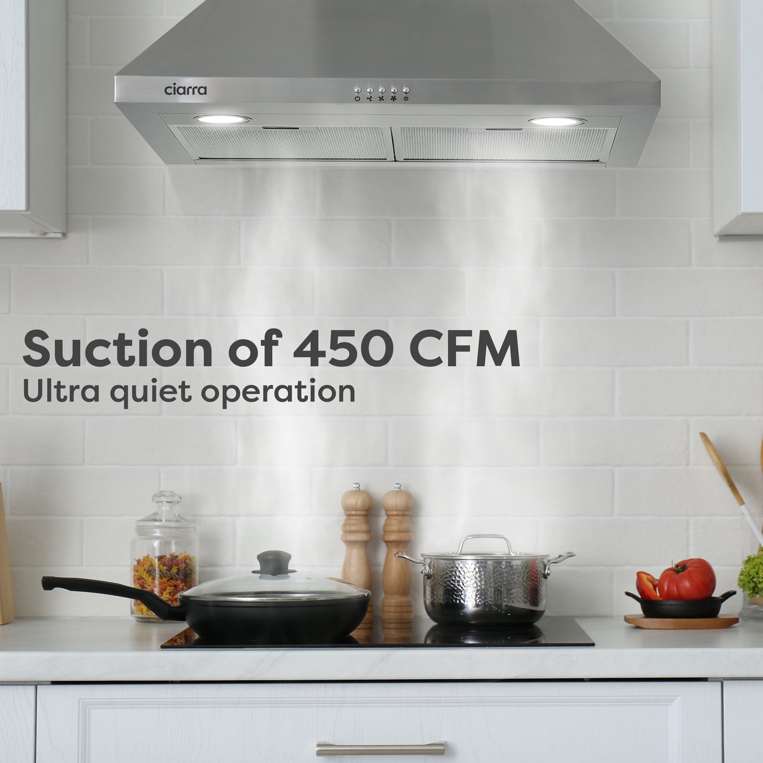 CIARRA 30 Inch Wall Mount Range Hood with 3-speed Extraction CAS75206P-OW