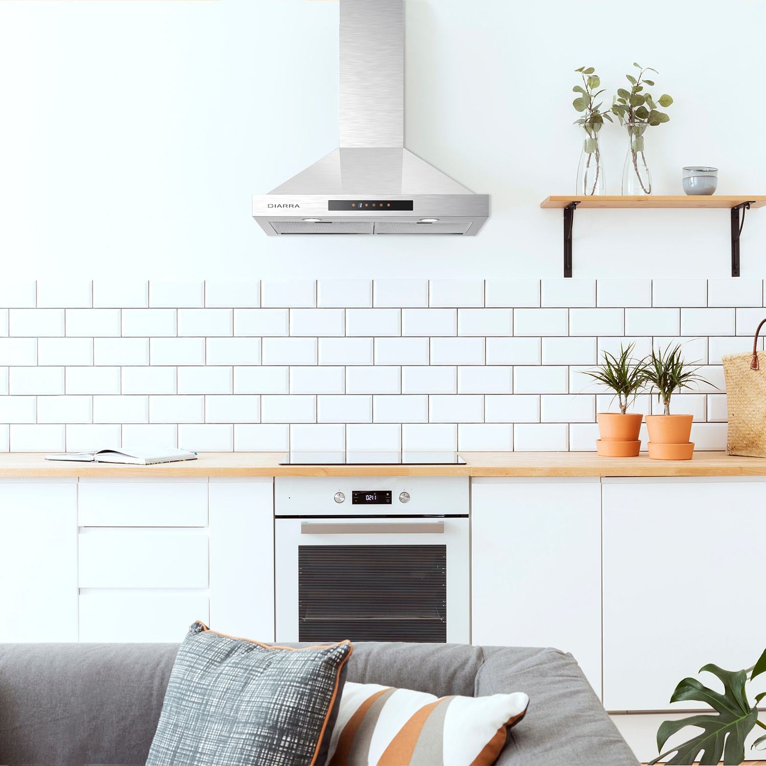 CIARRA 30 Inch Wall Mount Range Hood with 3-speed Extraction CAS75308-OW