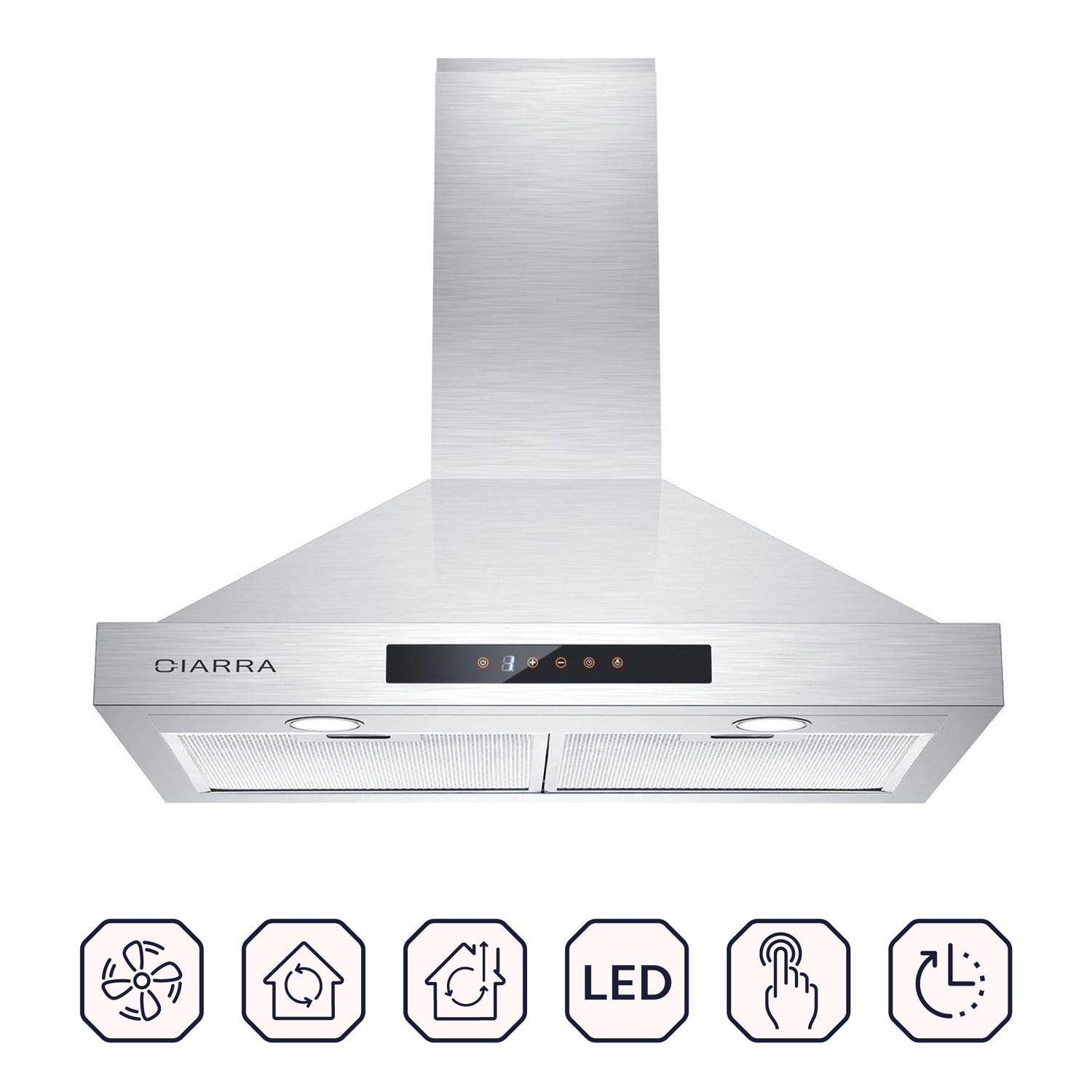 CIARRA 30 Inch Wall Mount Range Hood with 3-speed Extraction CAS75308-OW