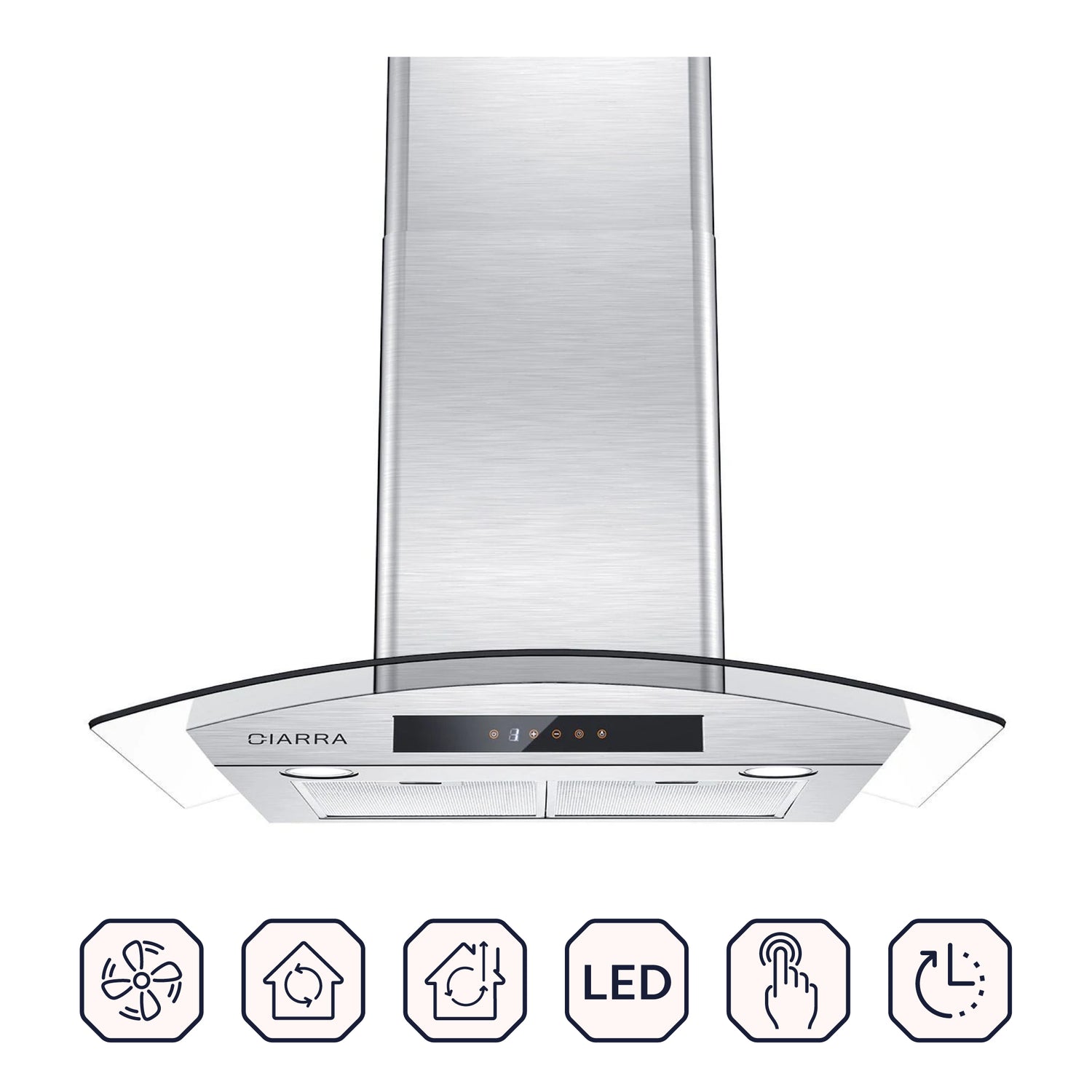 CIARRA 30 inch Wall Mount Raneg Hood with 3-speed Extraction CAS75502-OW