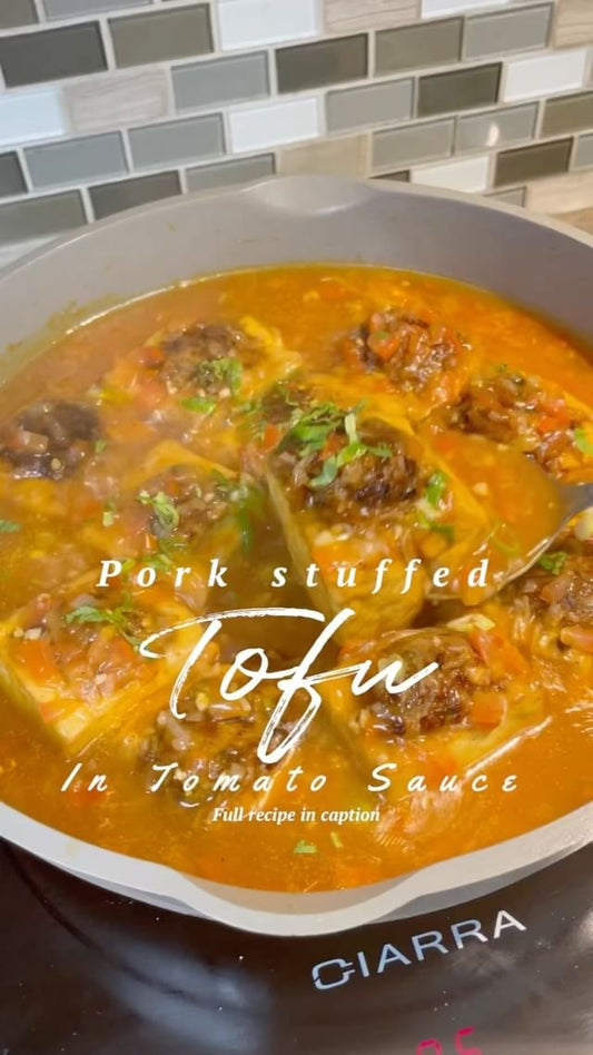 Vietnamese Pork Stuffed Fried Tofu in Tomato Sauce