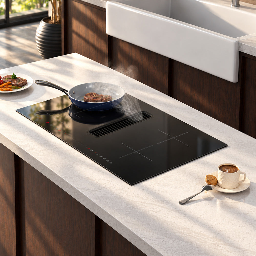 CIARRA ONE 36-Inch Induction Cooktop with Downdraft & World’s First Built-In Plasma⁺ Filtration | CABEH364BF - CIARRA Appliances US