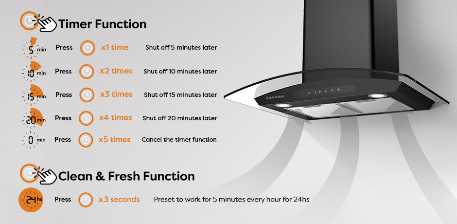 CIARRA 30 inch Wall Mount Range Hood with 3 speed CAB75502 OW