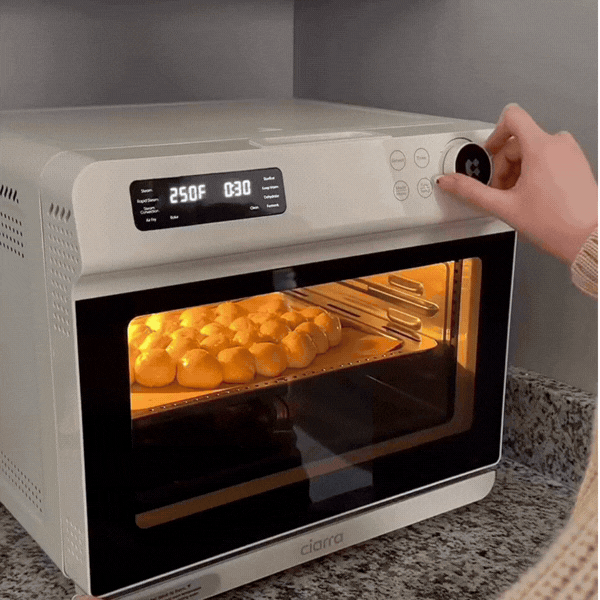 CIARRA Nosh Oven Pro | 12-In-1 Steam Oven With Air Fryer XL 1600 Watt Proofing Oven Countertop Portable Oven Non Toxic Toaster Oven 25.4QT CASO24-W