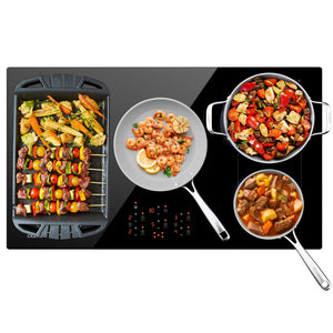 CIARRA 36 Inch Built-in Induction Cooktop 5 Burners 9600W with Booster Flexzone CABIH365BFF-OW