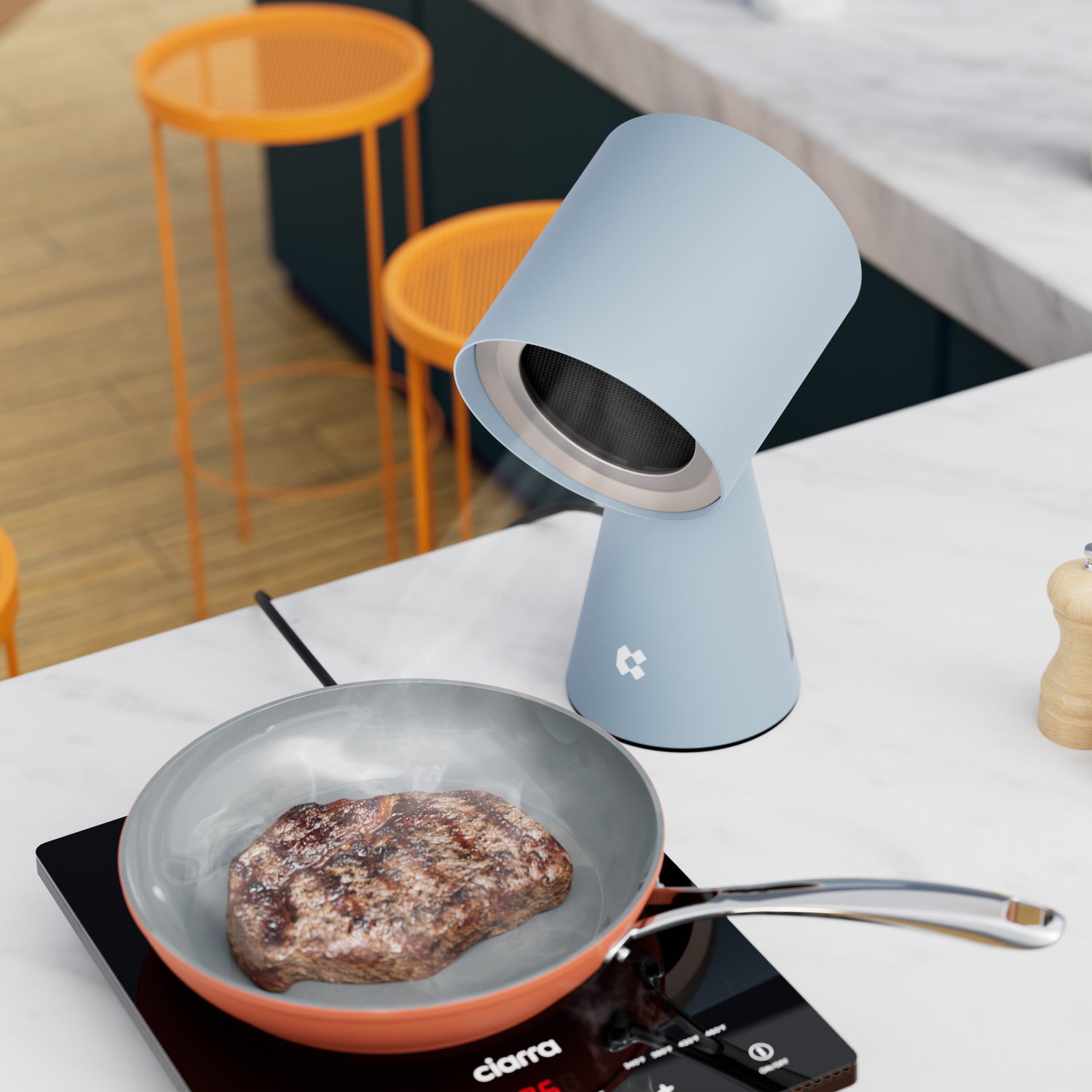 Ciarra HOOD TO GO Portable Mini Desktop Range Hood Baby Blue - cooking version
