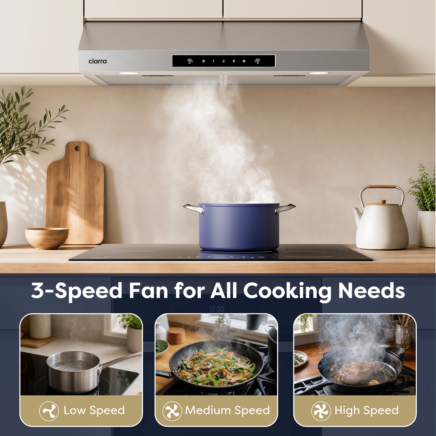 under cabinet range hood with 3-Speed Fan