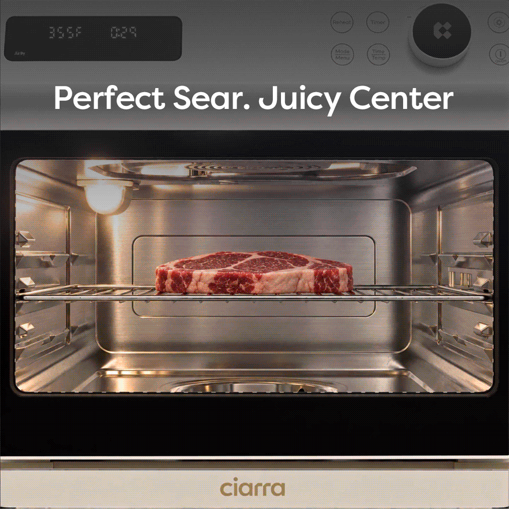 CIARRA Nosh Oven Pro | 12-In-1 Steam Oven With Air Fryer XL 1600 Watt Proofing Oven Countertop Portable Oven Non Toxic Toaster Oven 25.4QT CASO24-W