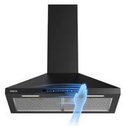 CIARRA 30 Inch Wall Mount Range Hood with Wave Gesture Control, 650 CFM Powerful Ventilation, Touch Control, LED Lighting CAB75206-N-OW