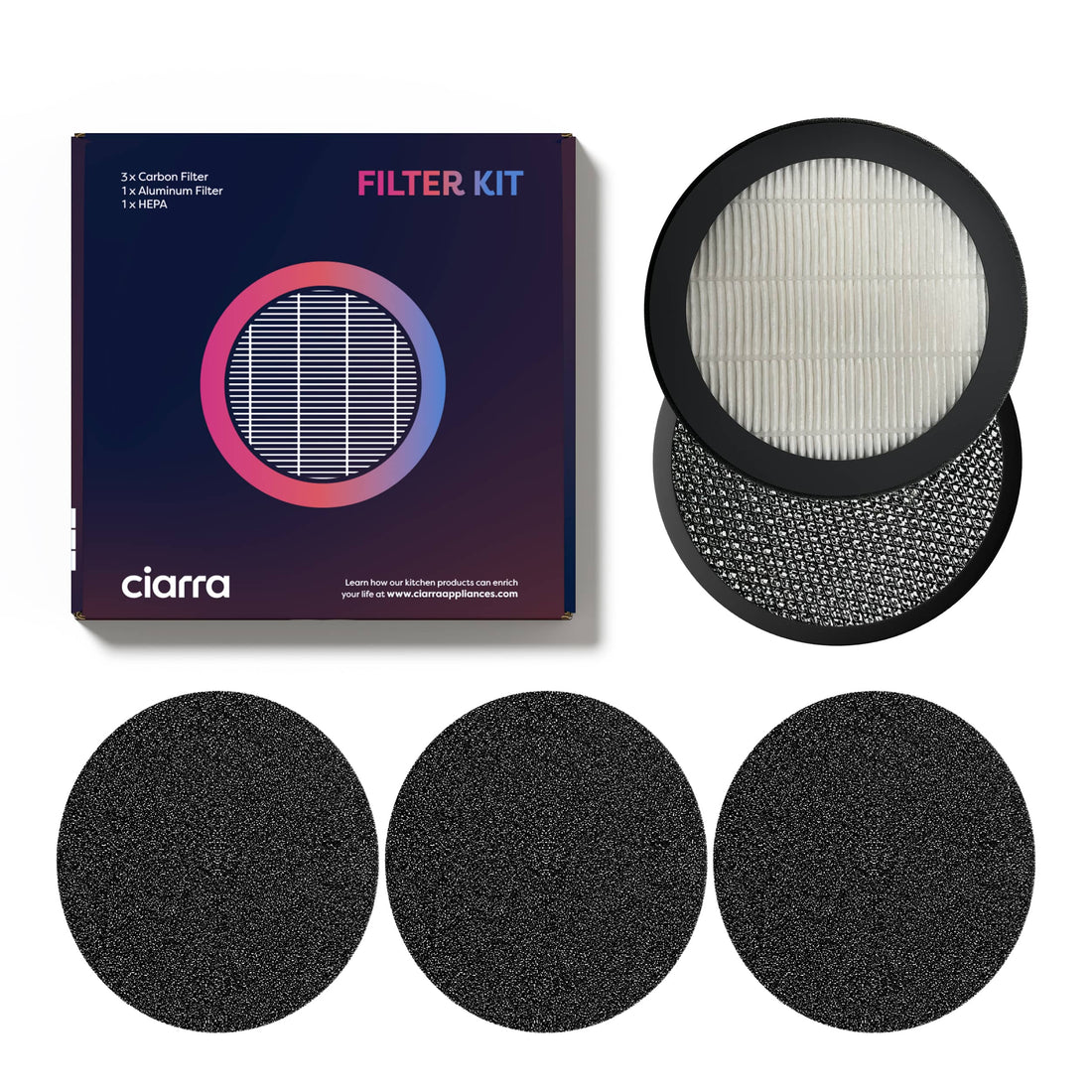 Ciarra HOOD TO GO Replacement Filter Set