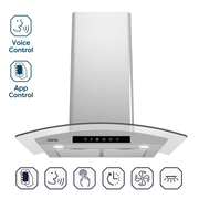 CIARRA 30 Inch Glass Smart Wall Mount Canopy Range Hood with Alexa and Google Home Voice Control CAS75502W-OW
