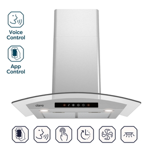 CIARRA 30 Inch Glass Smart Wall Mount Canopy Range Hood with Alexa and Google Home Voice Control CAS75502W-OW