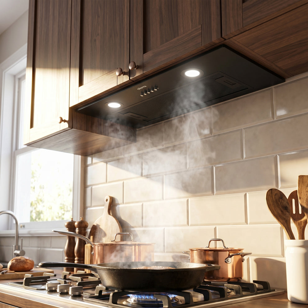CIARRA 29 Inch Range Hood Insert, 450 CFM, Built-In Under Cabinet, Black Finish CAB75913E-OW