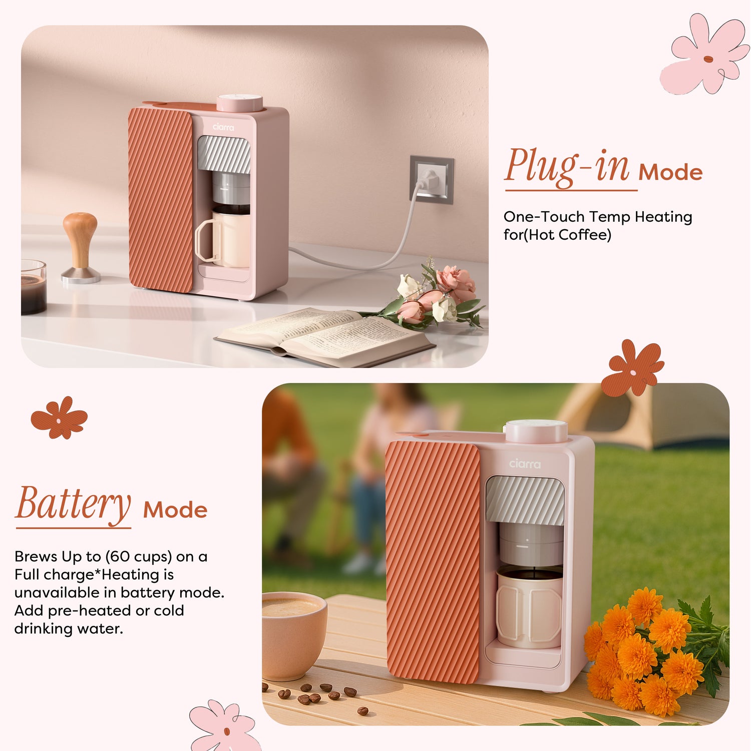 coffee plant air purifier Ciarra Mini Espresso Maker Portable Travel Coffee Machine