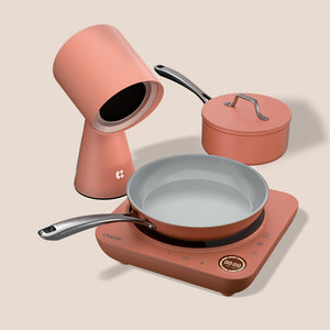 Ciarra Kitchen PortoChef Quartet : Donut Induction Cooktop & HOOD TO GO & Cookware Mini Duo