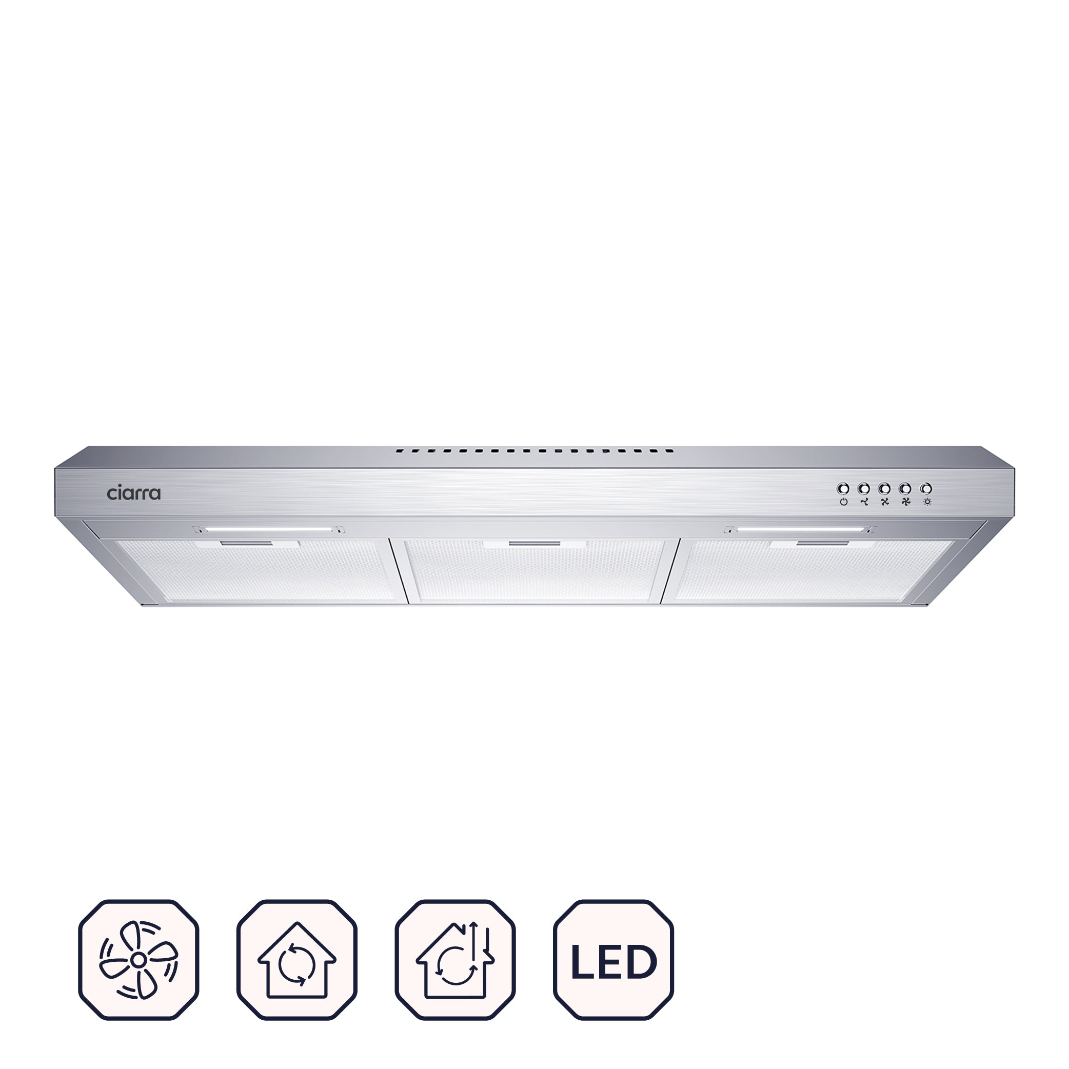 CIARRA CAS75918BN cIARRA Ductless Range Hood 30 inch Under cabinet Slim  Hood Vent for Kitchen Ducted and Ductless convertible cAS75918BN