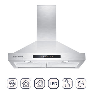CIARRA 30 Inch Wall Mount Range Hood with Delay Shut off 3-speed Extraction CAS75308-OW