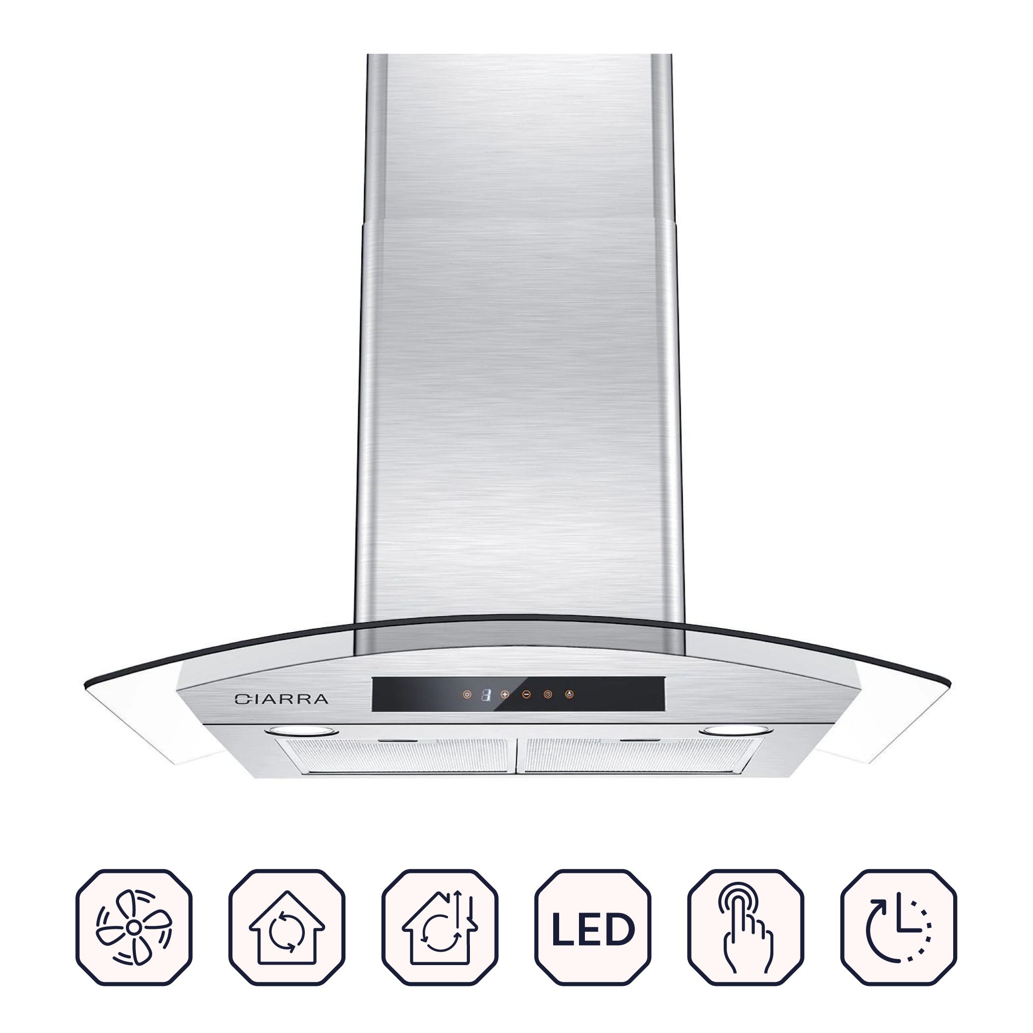 CIARRA Range Hood 30 inch Under Cabinet Ductless Vent Hood for Kitchen  Stove Hood with 3 Speed Exhaust Fan in Stainless Steel