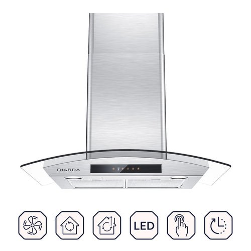 CIARRA 30 inch Wall Mount Raneg Hood with 3-speed Extraction CAS75502-OW