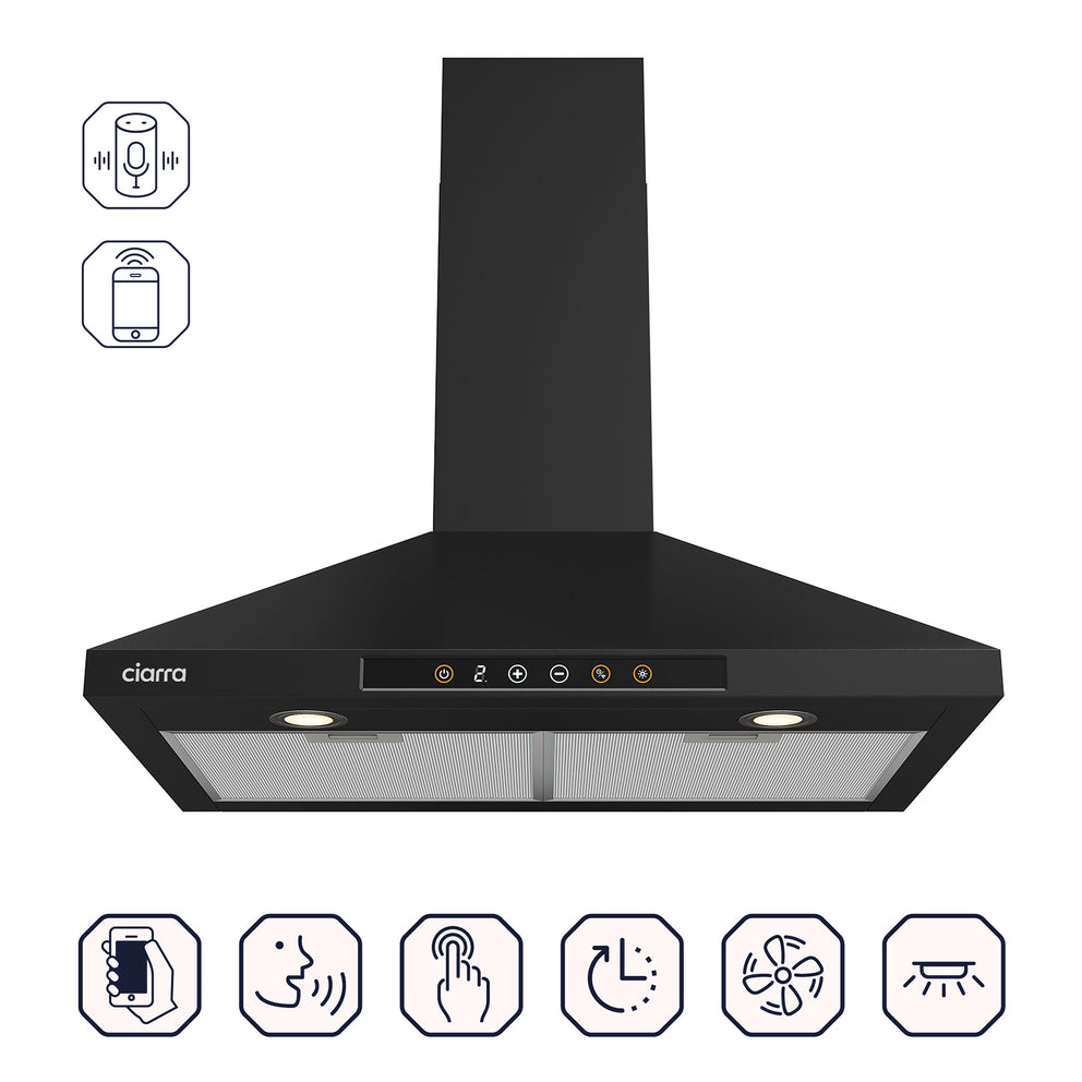 CIARRA 30 Inch Smart Wall Mount Range Hood with Alexa and Google Home Voice Control CAB75206W-OW